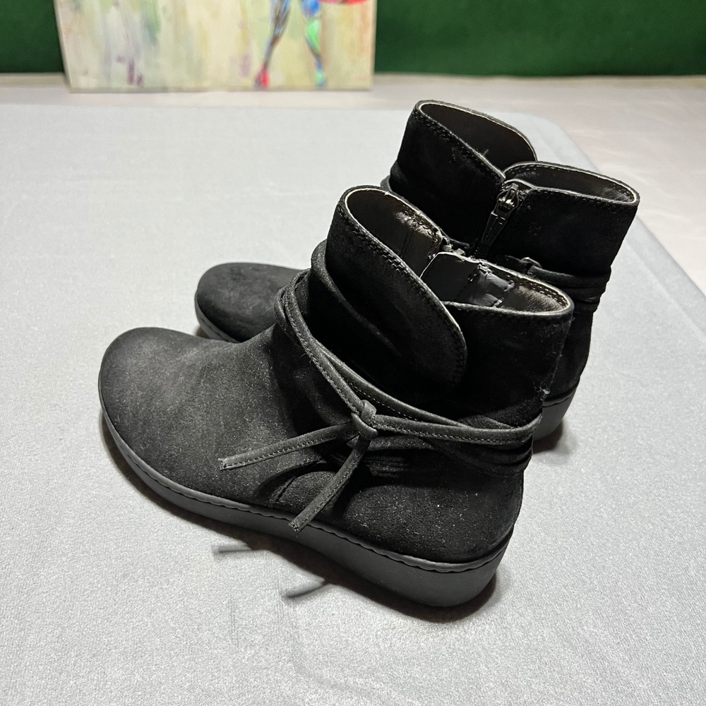 Dansko Black Suede Leather Ankle Boots Wrap Tie Zip Booties 9132100200 Size 36